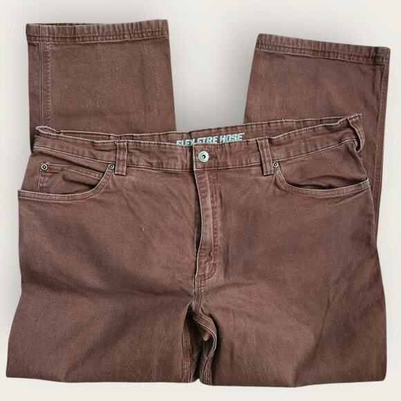 Duluth Flex Fire Hose Jeans Men's Sz 40x28  Brown Straight Leg Durable Workwear - Picture 2 of 9
